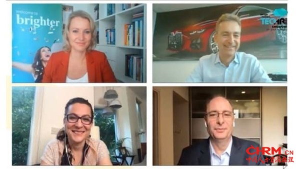 (top left) Peta Latimer, CEO of Mercer Singapore; (top right) Christopher Wehner, MD of BMW Group Asia; (bottom left) Ester Martinez, CEO and Editor-in-Chief, People Matters; and (bottom right) Duncan Hewett, SVP & GM, Asia Pacific & Japan, VMware in the CEO Power Panel at TechHR 2020