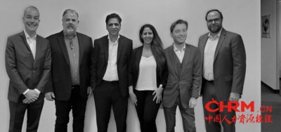 (from left to right) François Boulet, Founding Partner, HR Path Wim de Smet, Partner and Head of US Operations, HR Path Group Pramod Aggarwal, owner, Terra Information Group Mamta Aggarwal, CEO, Terra Information Group Cyril Courtin, Founding Partner, HR Path Bryant Bateman, US Partner, HR Path